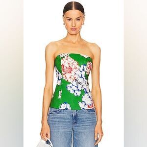 Milly Aiden Petals In Bloom Linen Blend Top in Green Floral - Size P (0-2)